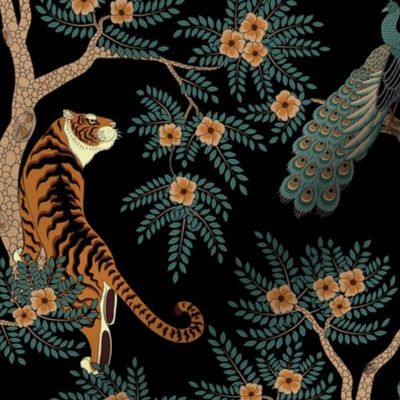 tiger and peacock black (medium scale)