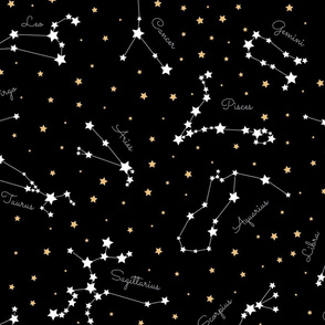 Horoscope Constellations, black (large scale)
