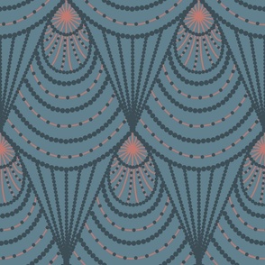 art deco light blue, coral