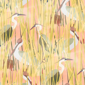Marsh Birds - Peach and Green