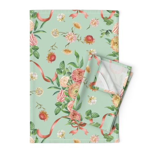 Floral Rococo mint (large scale)