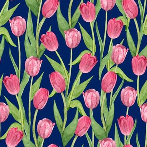 tulips on dark blue (small scale)
