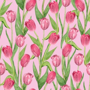 tulips on pink (small scale)