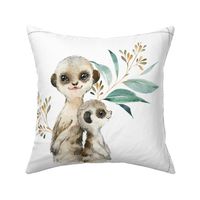18” Meerkat Pillow Front with dotted cutting lines