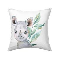 18” Rhino Pillow Front with dotted cutting lines