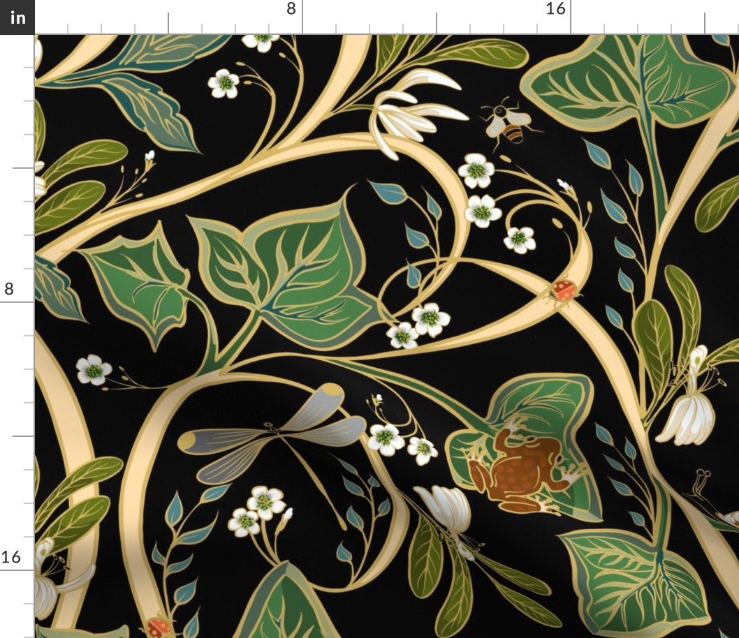 Royal Garden Art Nouveau | Black + Cream