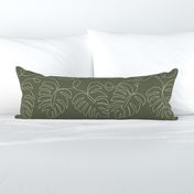 Medium Single Line Monstera Leaves Olive