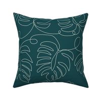 Medium Single Line Monstera Leaves Teal