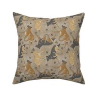 Trotting Belgian Tervuren and paw prints - faux linen