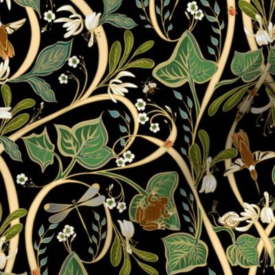Royal Garden Art Nouveau Sm. |Black + Cream