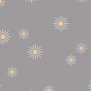 The minimalist sunny day sunshine boho sun sky nursery moody gray yellow daisies