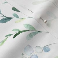 36" Wild Flora – Watercolor Leaves & Branches, Fabric has a 36 inch repeat