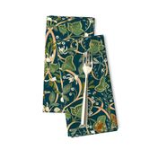 Royal Garden Art Nouveau |Sm.| Dark Teal #023b45+Peach