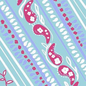 Blue and pink paisley print 