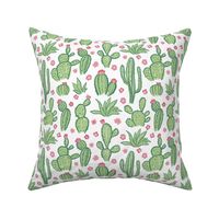 Green cartoon cacti on white