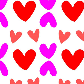 Heart shapes on the white background