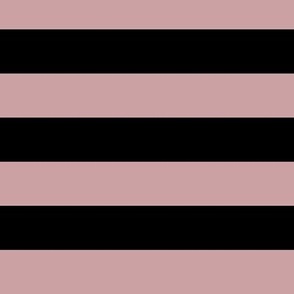 Large Pale Mauve Awning Stripe Pattern Horizontal in Black