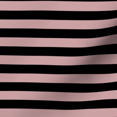 Pale Mauve Awning Stripe Pattern Horizontal in Black