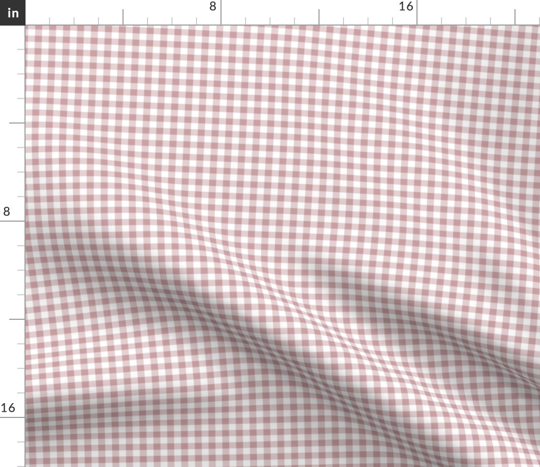 Small Gingham Pattern - Pale Mauve and White