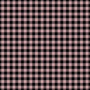 Small Gingham Pattern - Pale Mauve and Black