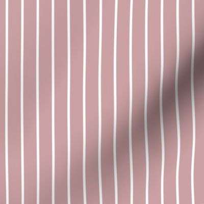 Pale Mauve Pin Stripe Pattern Vertical in White