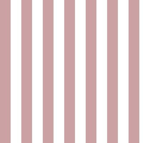 Pale Mauve Awning Stripe Pattern Vertical in White