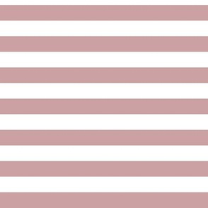 Pale Mauve Awning Stripe Pattern Horizontal in White