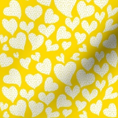 Dottie Hearts // White on Golden Yellow 