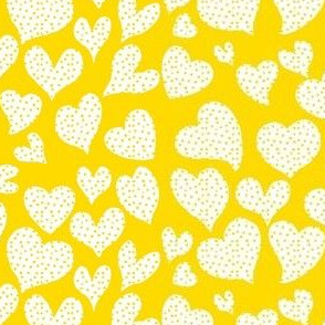 Pretty White Hearts Pattern Illuminating Yellow Wrapping Paper