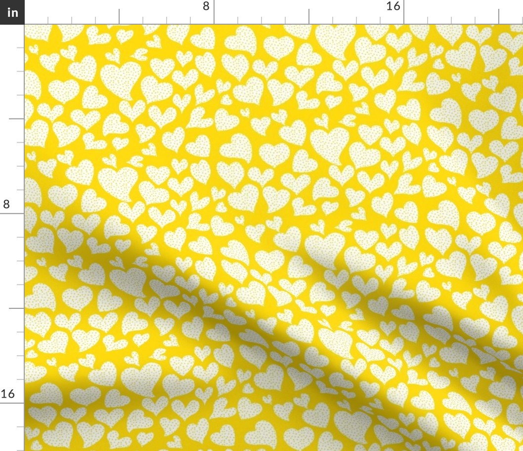 Dottie Hearts // White on Golden Yellow 