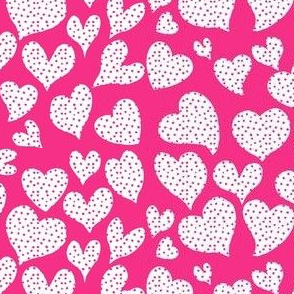 Art Gallery Give Love pink heart fabric by the yard, hot pink heart fabric,  Valentine fabric, large heart fabric,pink and white heart fabric