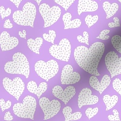 Dottie Hearts // White on Lavender