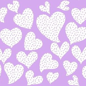 Dottie Hearts // White on Lavender