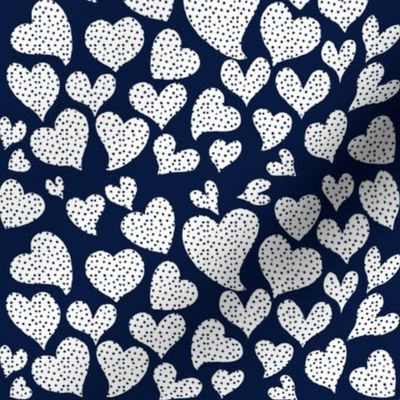 Dottie Hearts // White on Navy 