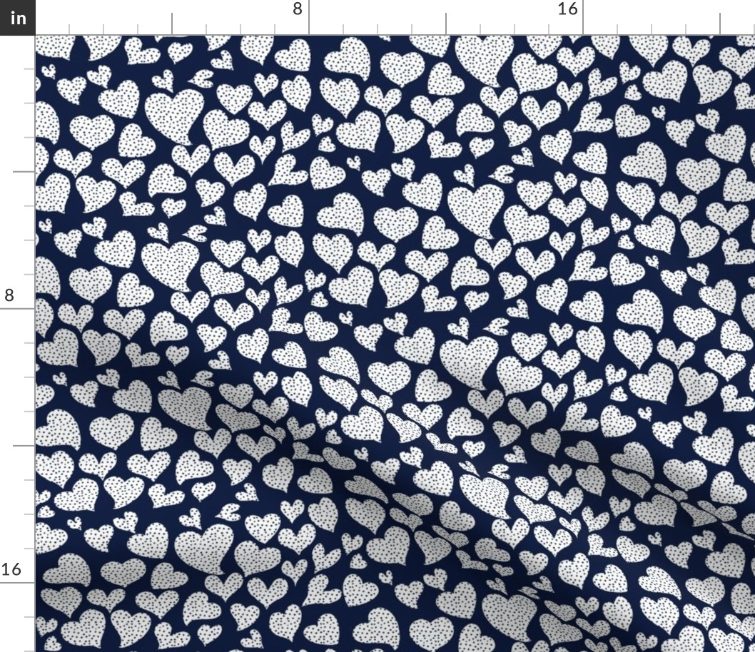 Dottie Hearts // White on Navy 