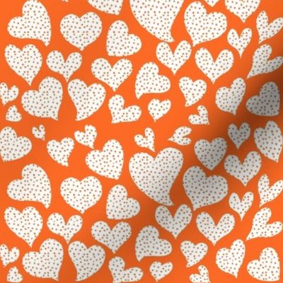 Dottie Hearts // White on Orange 