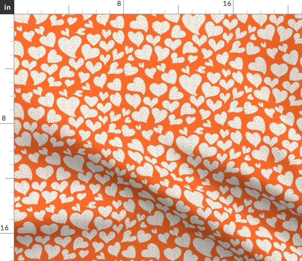 Dottie Hearts // White on Orange 