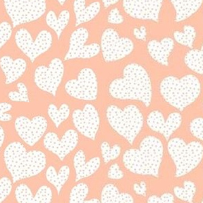 Dottie Hearts // White on Peachy 