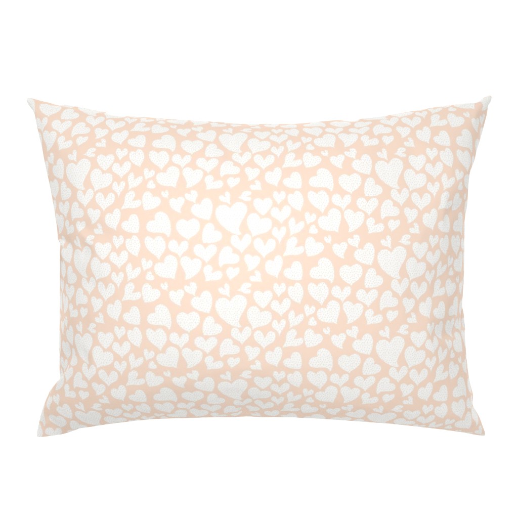 Dottie Hearts // White on Peachy Tan Neutral 