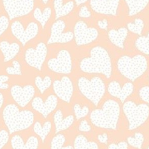 Dottie Hearts // White on Peachy Tan Neutral 