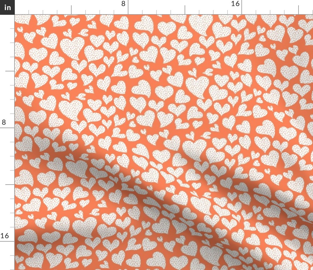 Dottie Hearts // White on Persimmon 