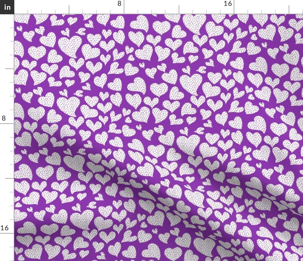 Dottie Hearts // White on Vibrant Purple 