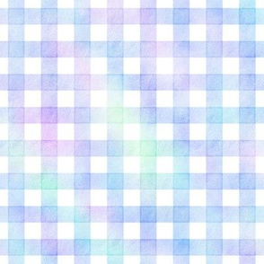 Gingham Pattern - White on Watercolor Texture in Marbled Unicorn Color Palette