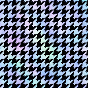 Houndstooth Pattern - Black on Watercolor Texture in Marbled Unicorn Color Palette