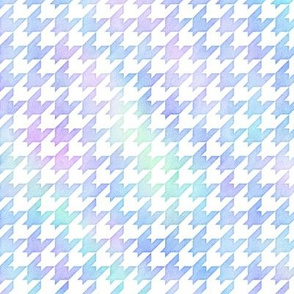 Houndstooth Pattern - White on Watercolor Texture in Marbled Unicorn Color Palette