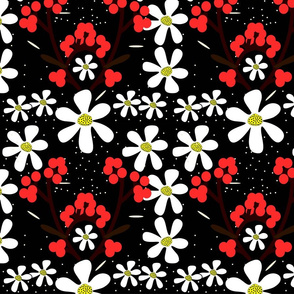 Winter seamless pattern with flowers
