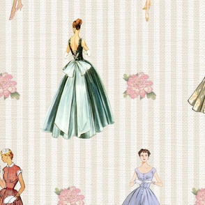 1950s Fashion Fabric, Wallpaper and Home Decor