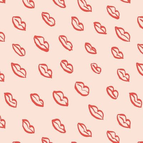 Kiss my lips diagonal romantic valentine love design minimalist flirt design cream beige red