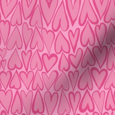 Whimsical Hearts Darker pink on pink