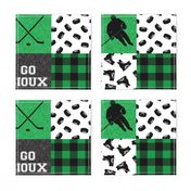 hockey wholecloth - green and black - college ball -  plaid  C20BS